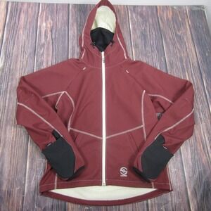 Loki Ski Jacket Mens Large Red Softshell Hooded Full Zip Lined Thumbholes